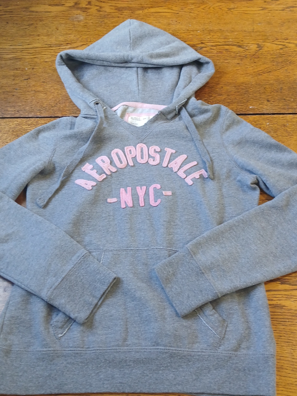 Aeropostale NYC Gray Hoodie with Pink Lettering Y2k Vintage Sz Med Womens